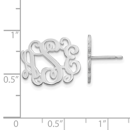 14K White Gold Monogram Post Earrings