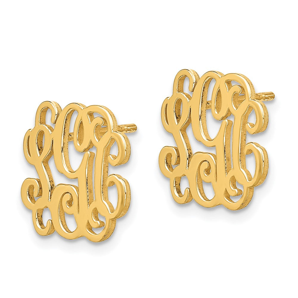Gold Plated Sterling Silver/Gold Monogram Post Earrings