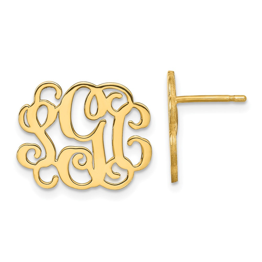 Gold Plated Sterling Silver/Gold Monogram Post Earrings