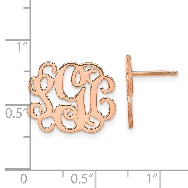 Rose Plated Sterling Silver/Rose Monogram Post Earrings