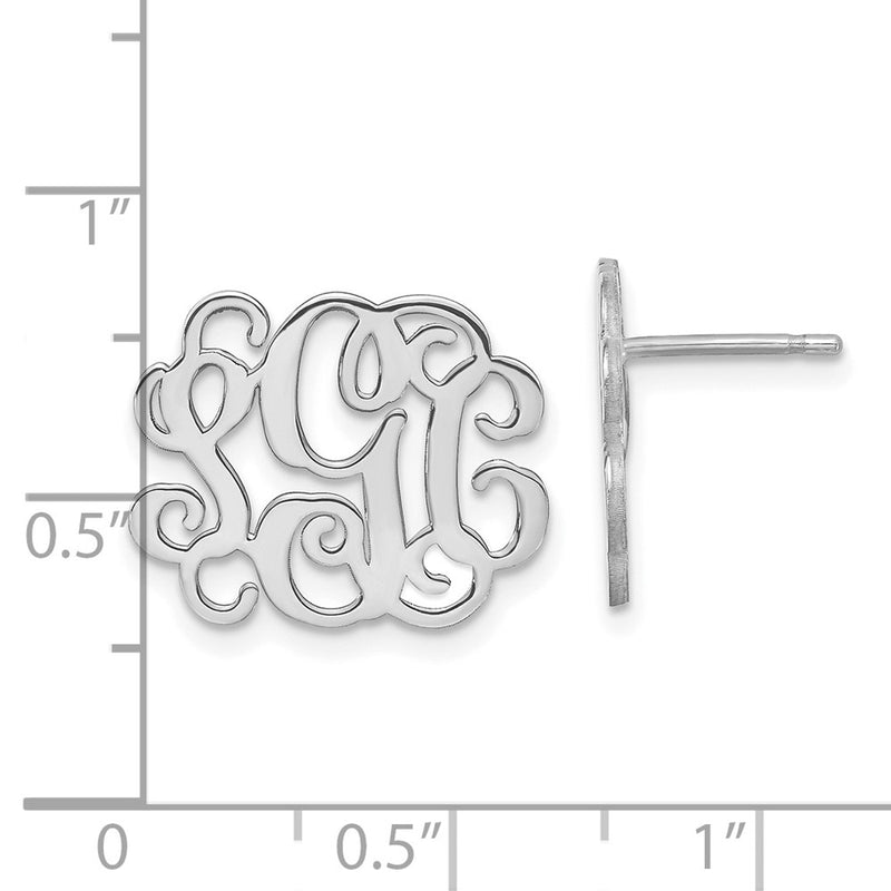 Sterling Silver Silver/Rhodium Plated Monogram Post Earrings