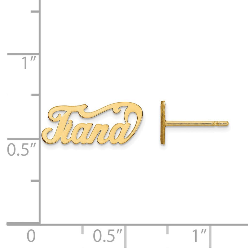 14K Yellow Gold Name Plate Post Earrings