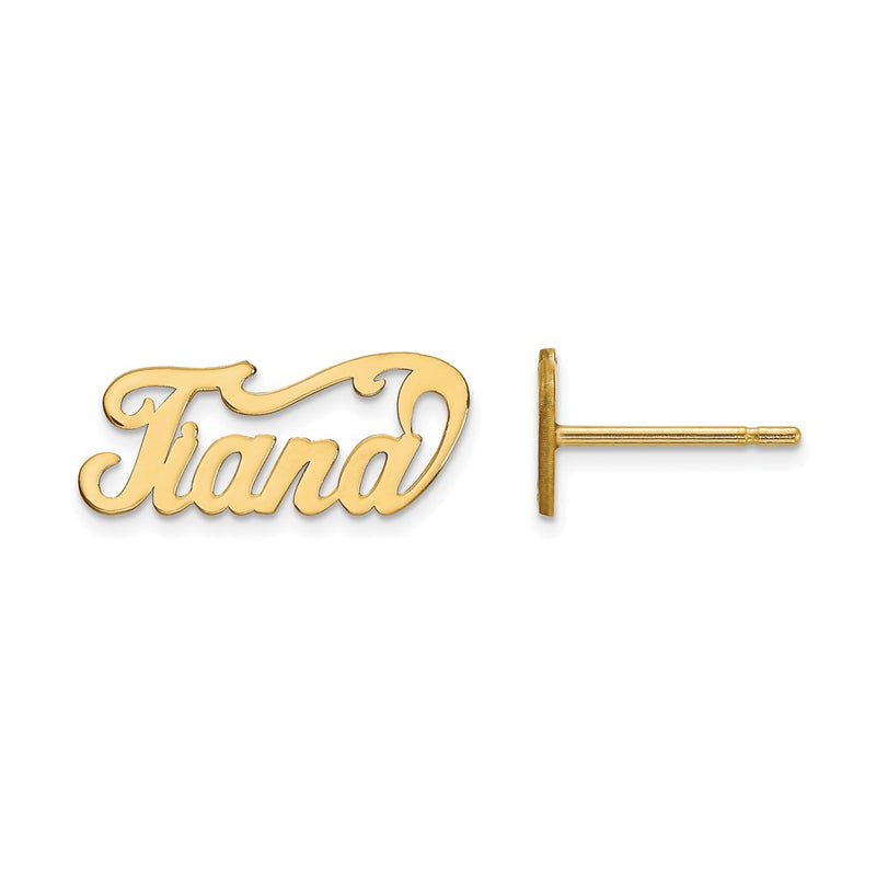 14K Yellow Gold Name Plate Post Earrings