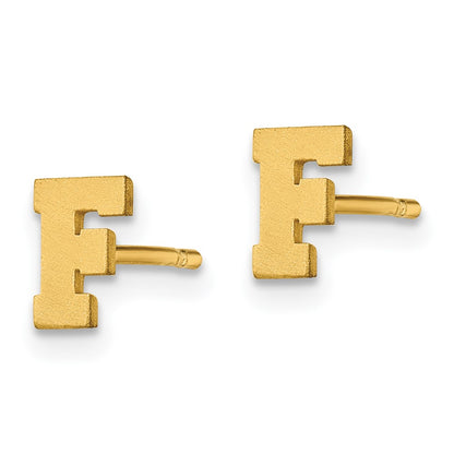 gold-plated-sterling-silver-brushed-letter-f-initial-post-earrings-xne45gp-f