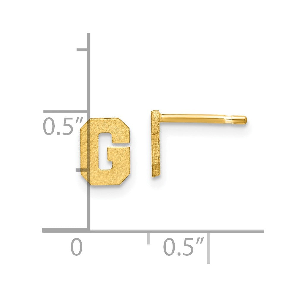 14K Yellow Gold 14Ky Brushed Letter G Initial Post Earrings