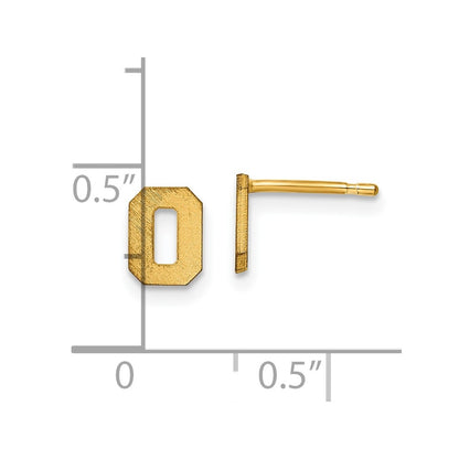 Gold Plated Sterling Silver Brushed Letter O Initial Post Earrings