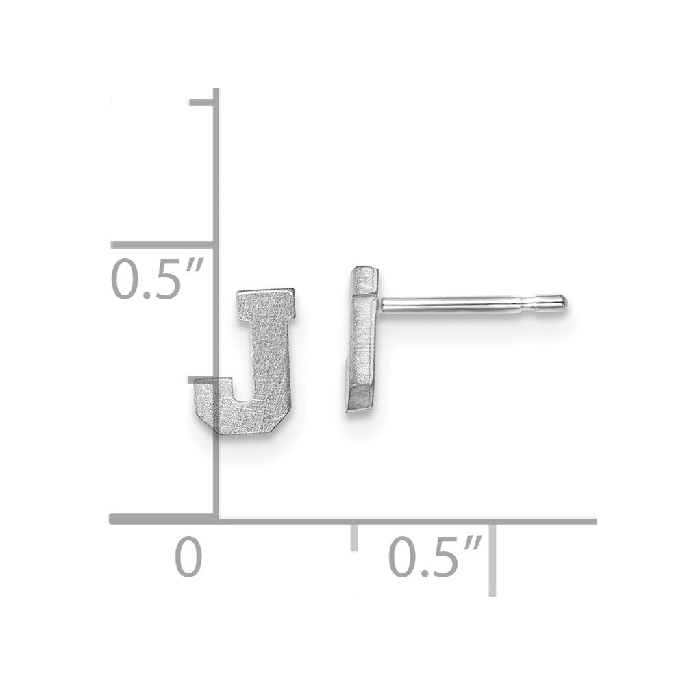 14K White Gold 14Kw Brushed Letter J Initial Post Earrings