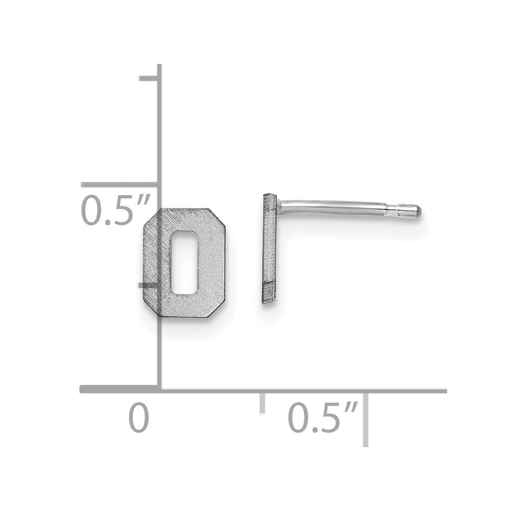 14K White Gold 14Kw Brushed Letter O Initial Post Earrings