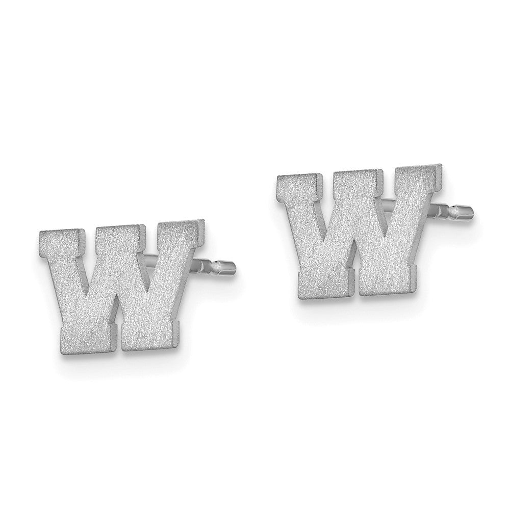 14K White Gold 14Kw Brushed Letter W Initial Post Earrings