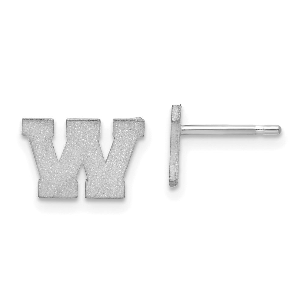 14K White Gold 14Kw Brushed Letter W Initial Post Earrings