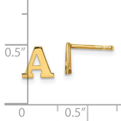 Gold Plated Sterling Silver Letter A Initial Post Earrings