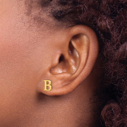 Gold Plated Sterling Silver Letter B Initial Post Earrings