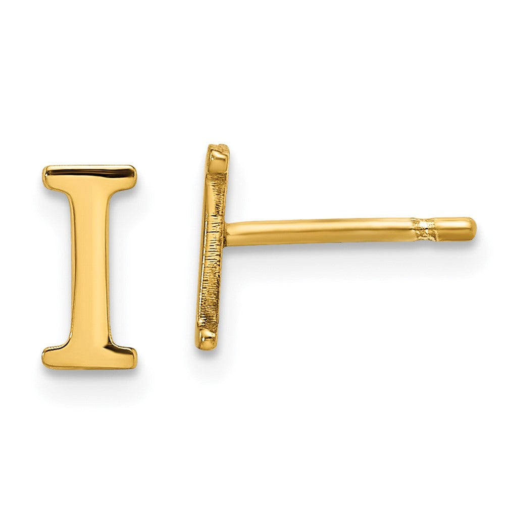 Gold Plated Sterling Silver Letter I Initial Post Earrings
