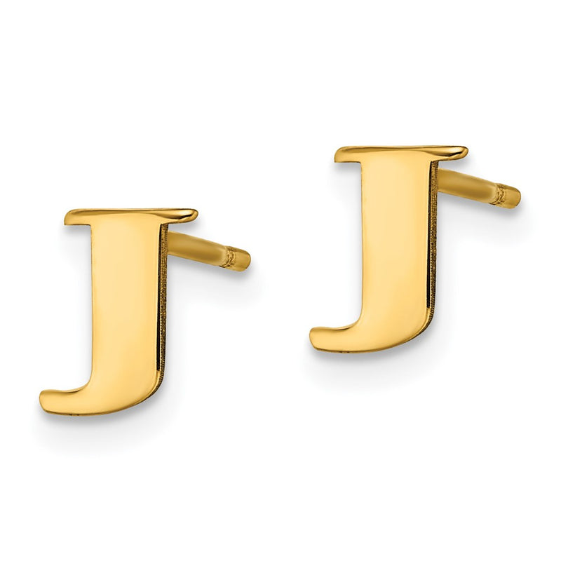Gold Plated Sterling Silver Letter J Initial Post Earrings