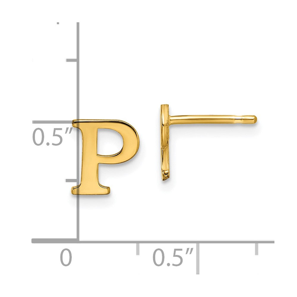Gold Plated Sterling Silver Letter P Initial Post Earrings