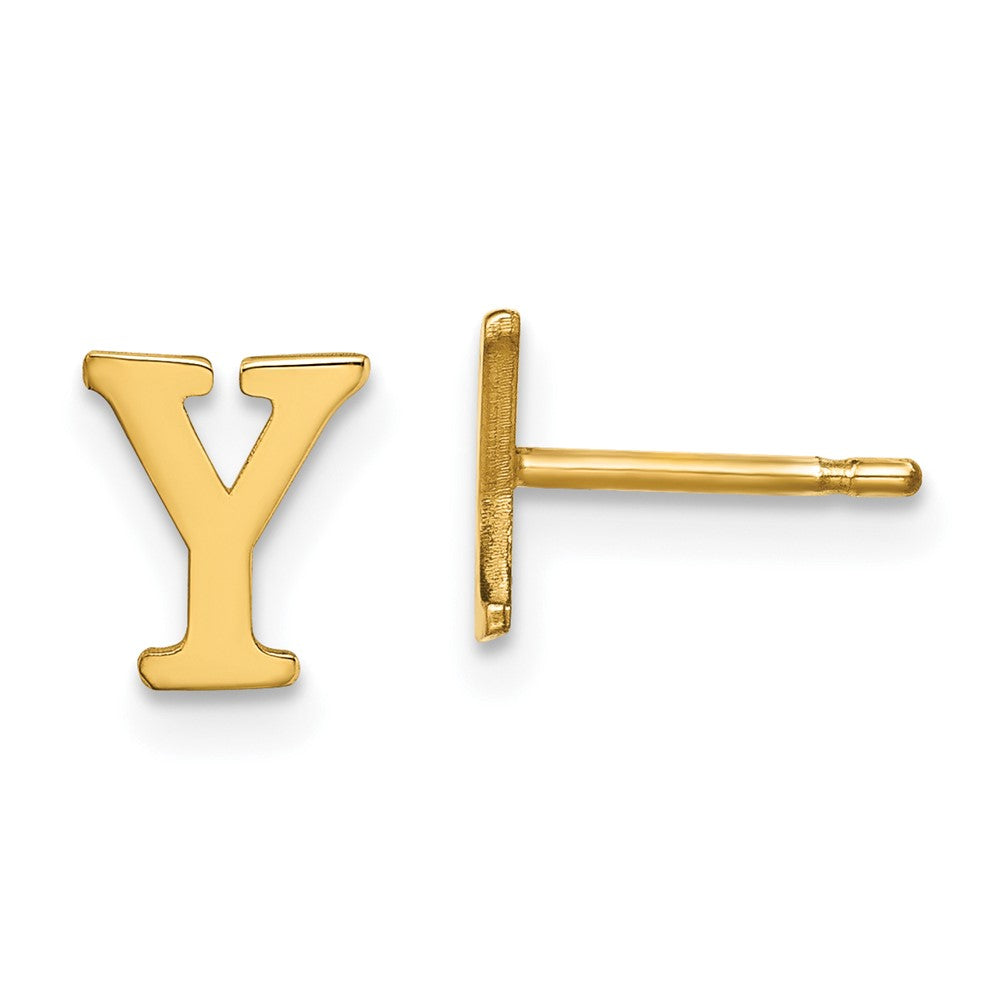 14K Yellow Gold 14Ky Letter Y Initial Post Earrings