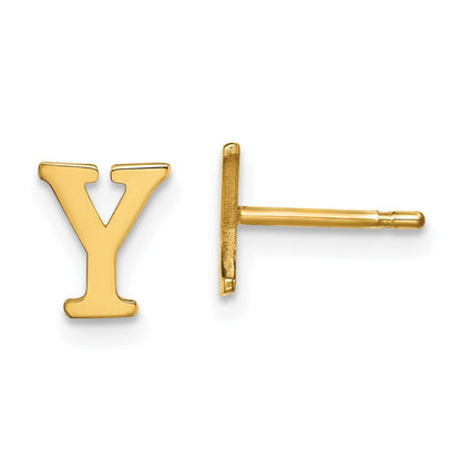 14K Yellow Gold 14Ky Letter Y Initial Post Earrings