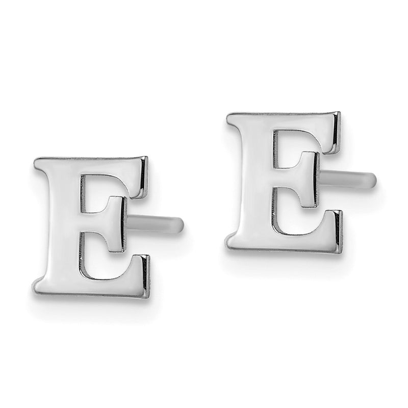 14K White Gold 14Kw Letter E Initial Post Earrings