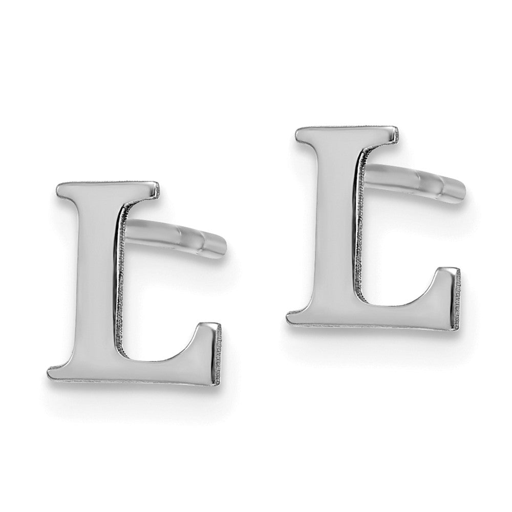 14K White Gold 14Kw Letter L Initial Post Earrings