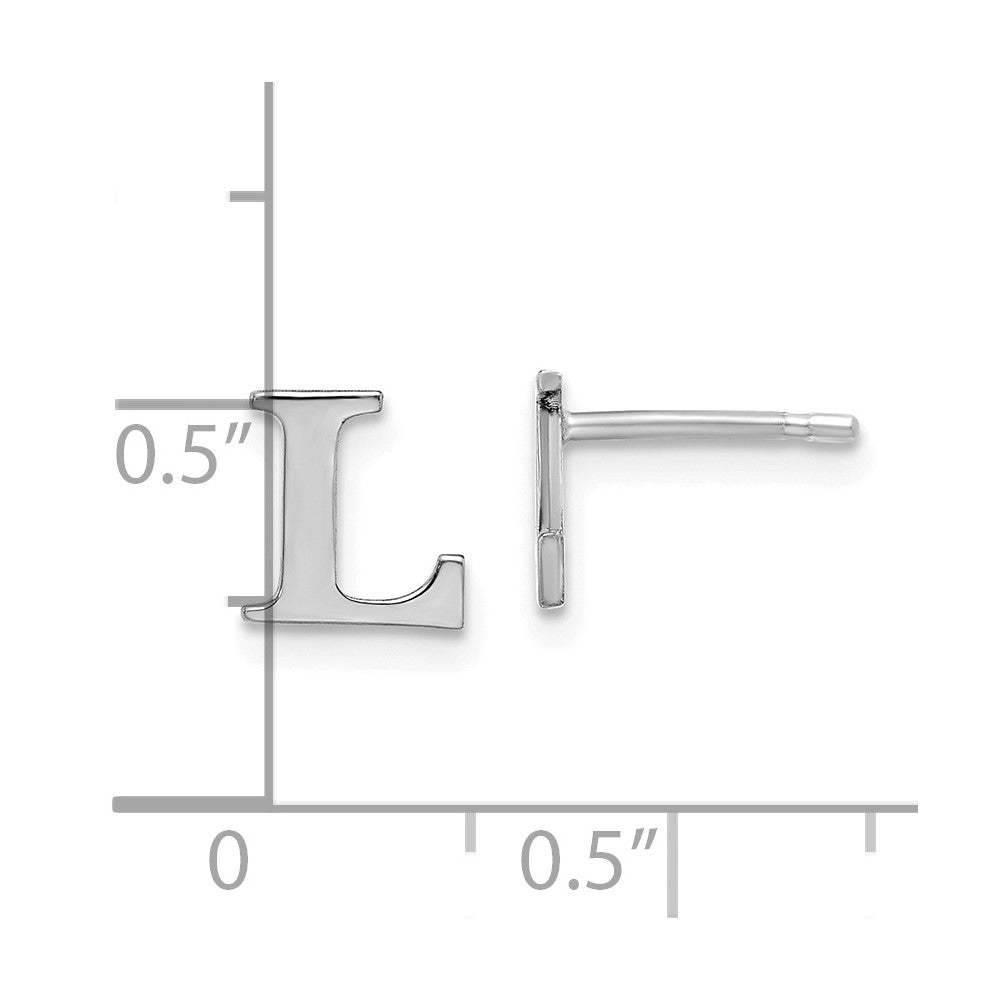 14K White Gold 14Kw Letter L Initial Post Earrings