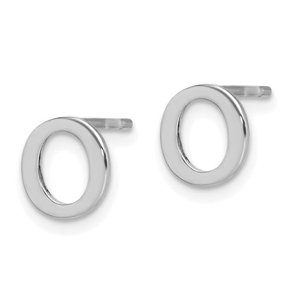 14K White Gold 14Kw Letter O Initial Post Earrings