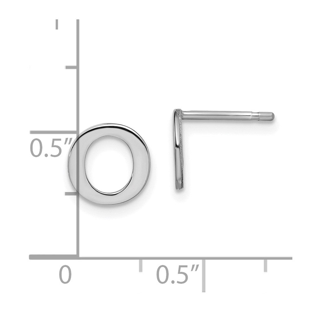 Sterling Silver Rhodium Plated Letter O Initial Post Earrings