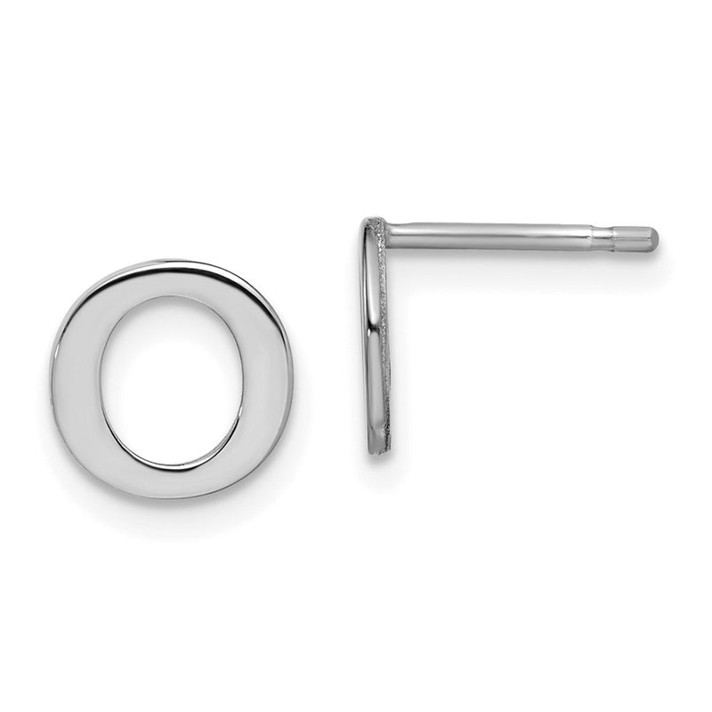 14K White Gold 14Kw Letter O Initial Post Earrings