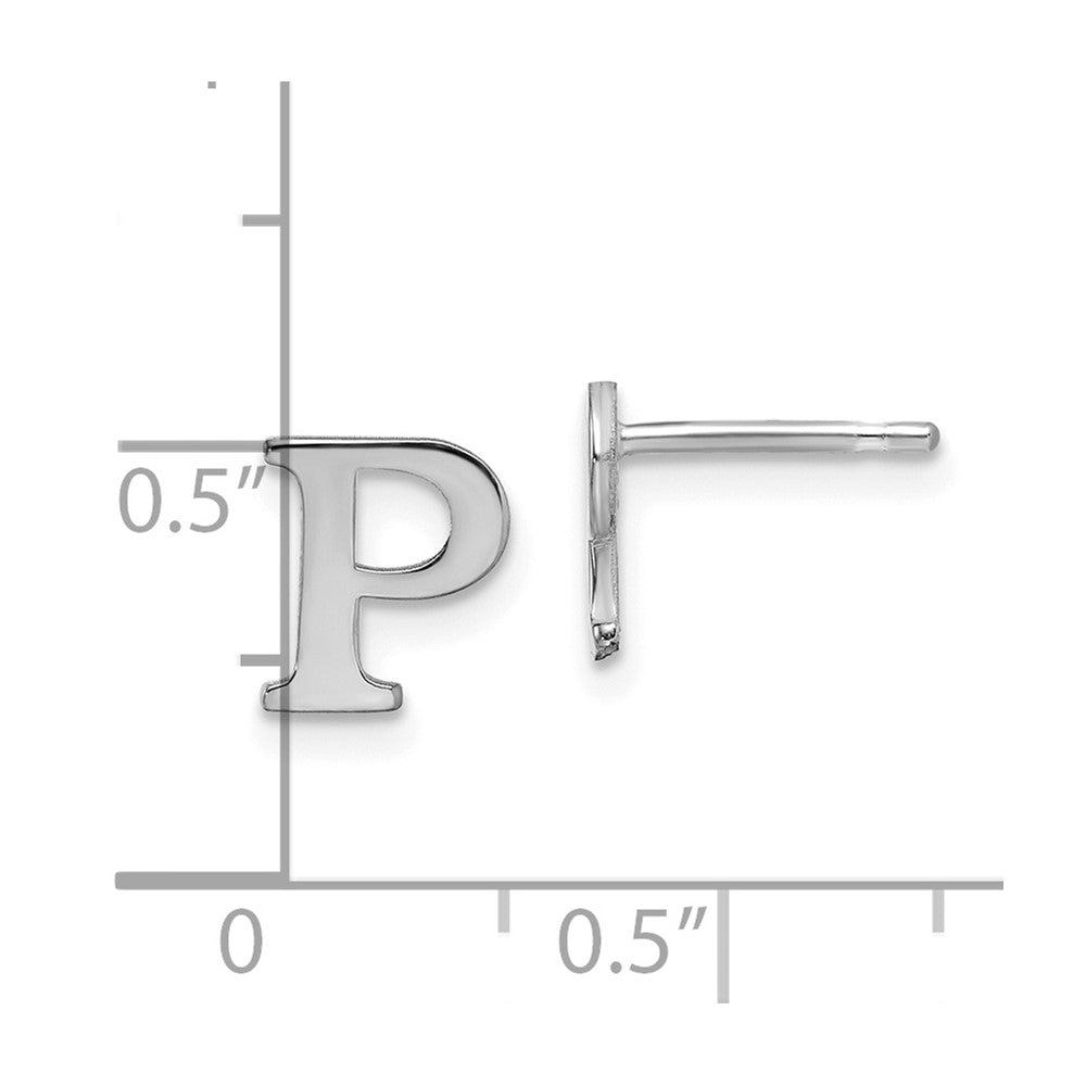 14K White Gold 14Kw Letter P Initial Post Earrings