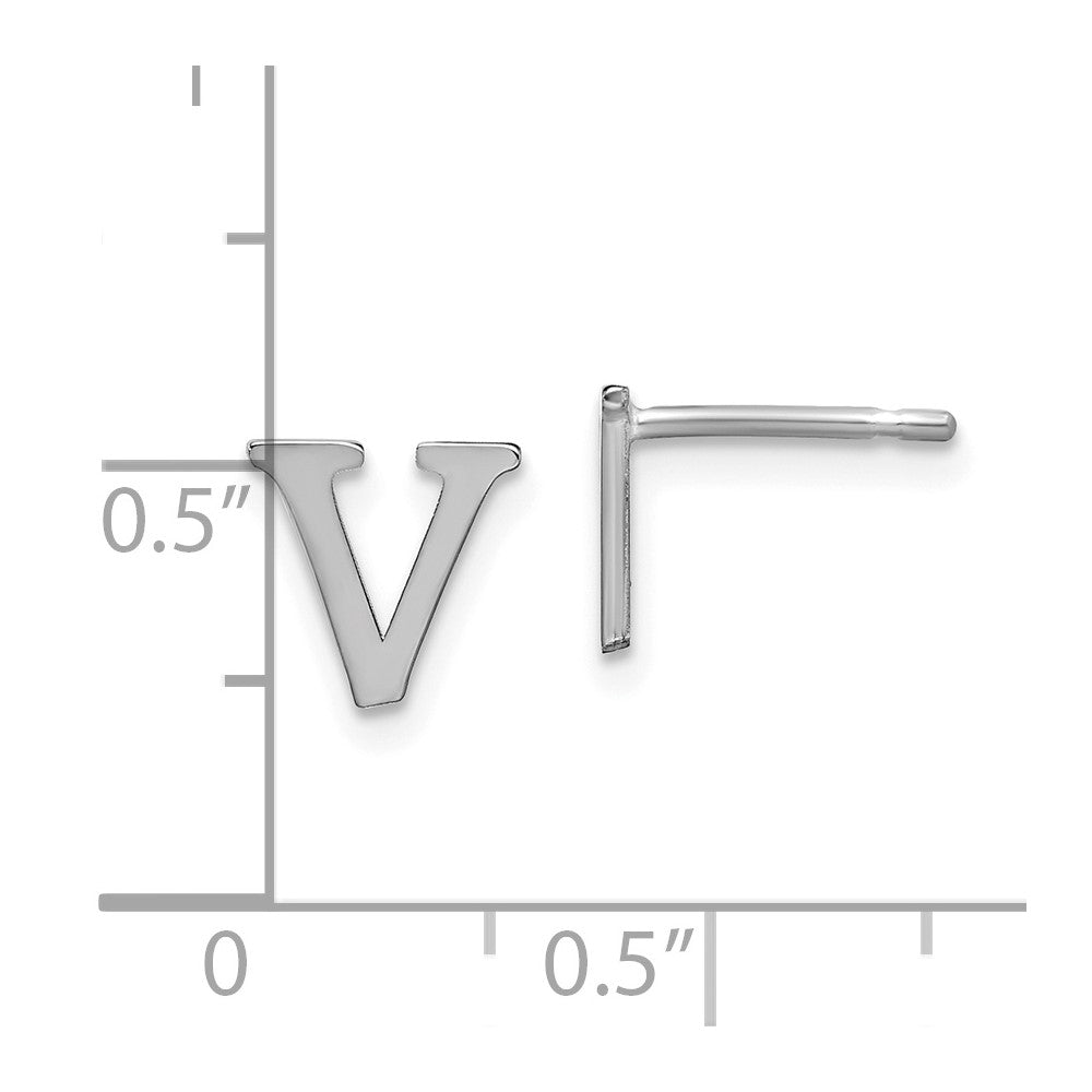 14K White Gold 14Kw Letter V Initial Post Earrings