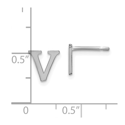 14K White Gold 14Kw Letter V Initial Post Earrings