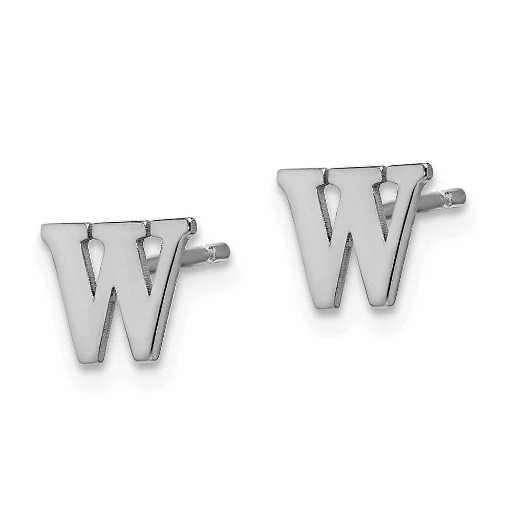 14K White Gold 14Kw Letter W Initial Post Earrings