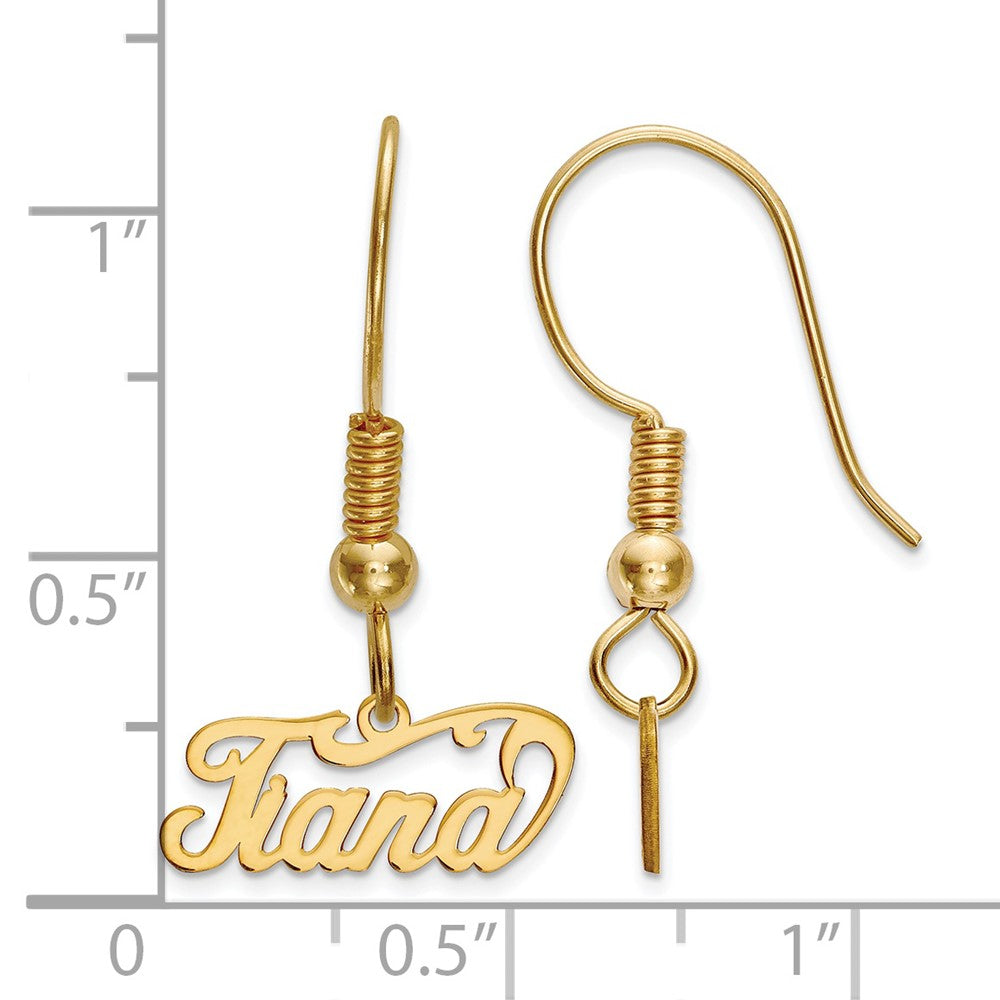 14K Yellow Gold Name Plate Dangle Earrings