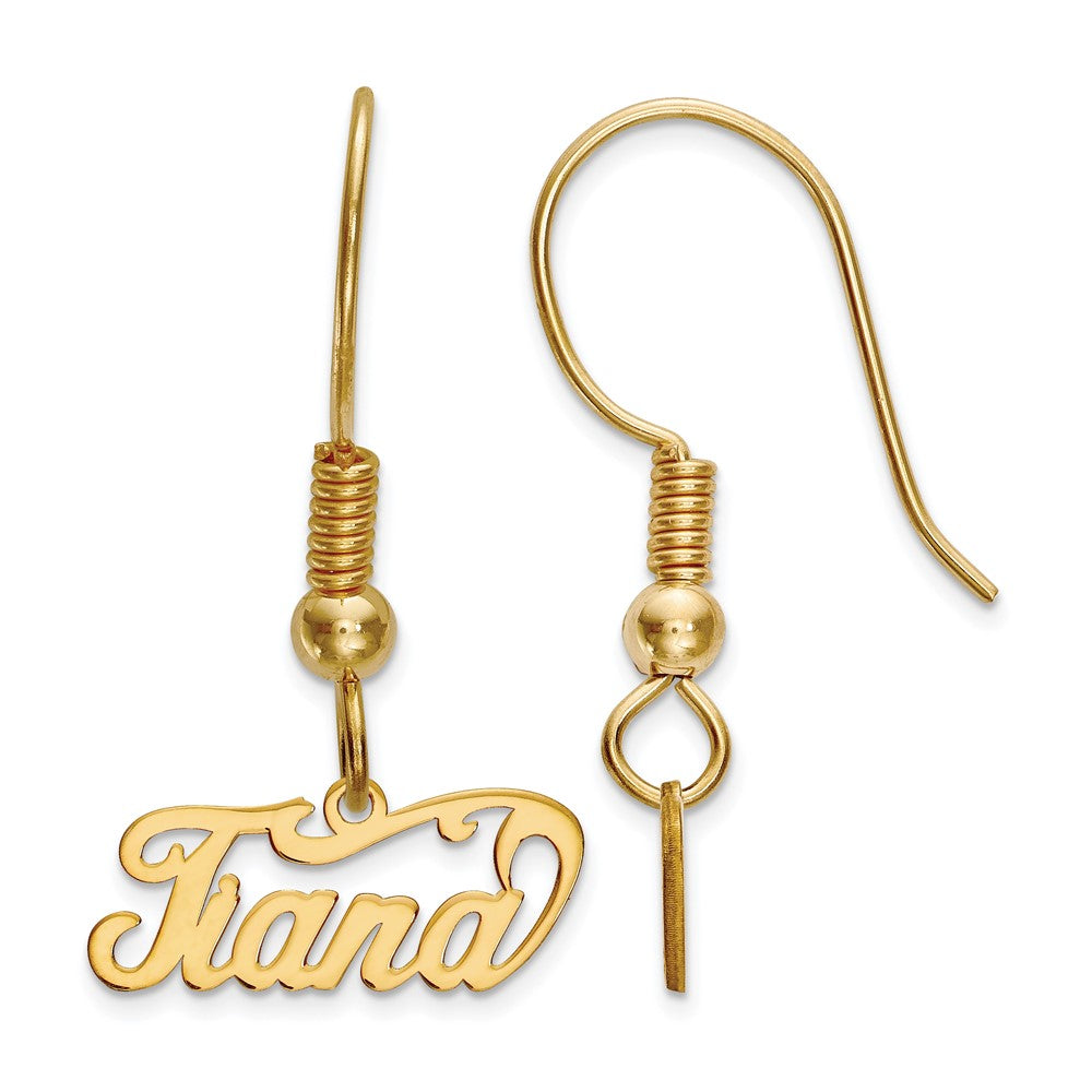 14K Yellow Gold Name Plate Dangle Earrings