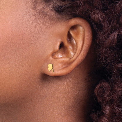 14K Yellow Gold 14Ky Alaska State Earrings