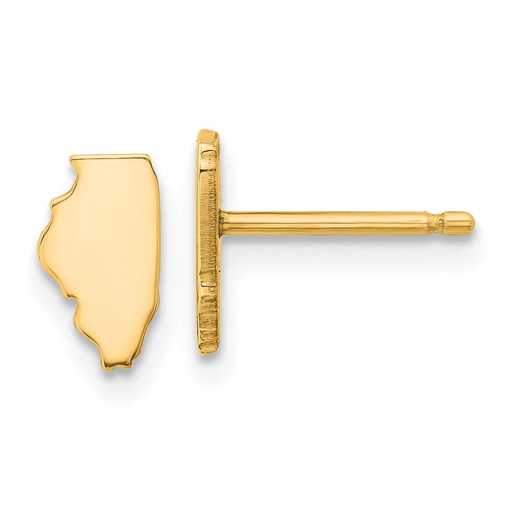 14K Yellow Gold 14Ky Illinois State Earrings