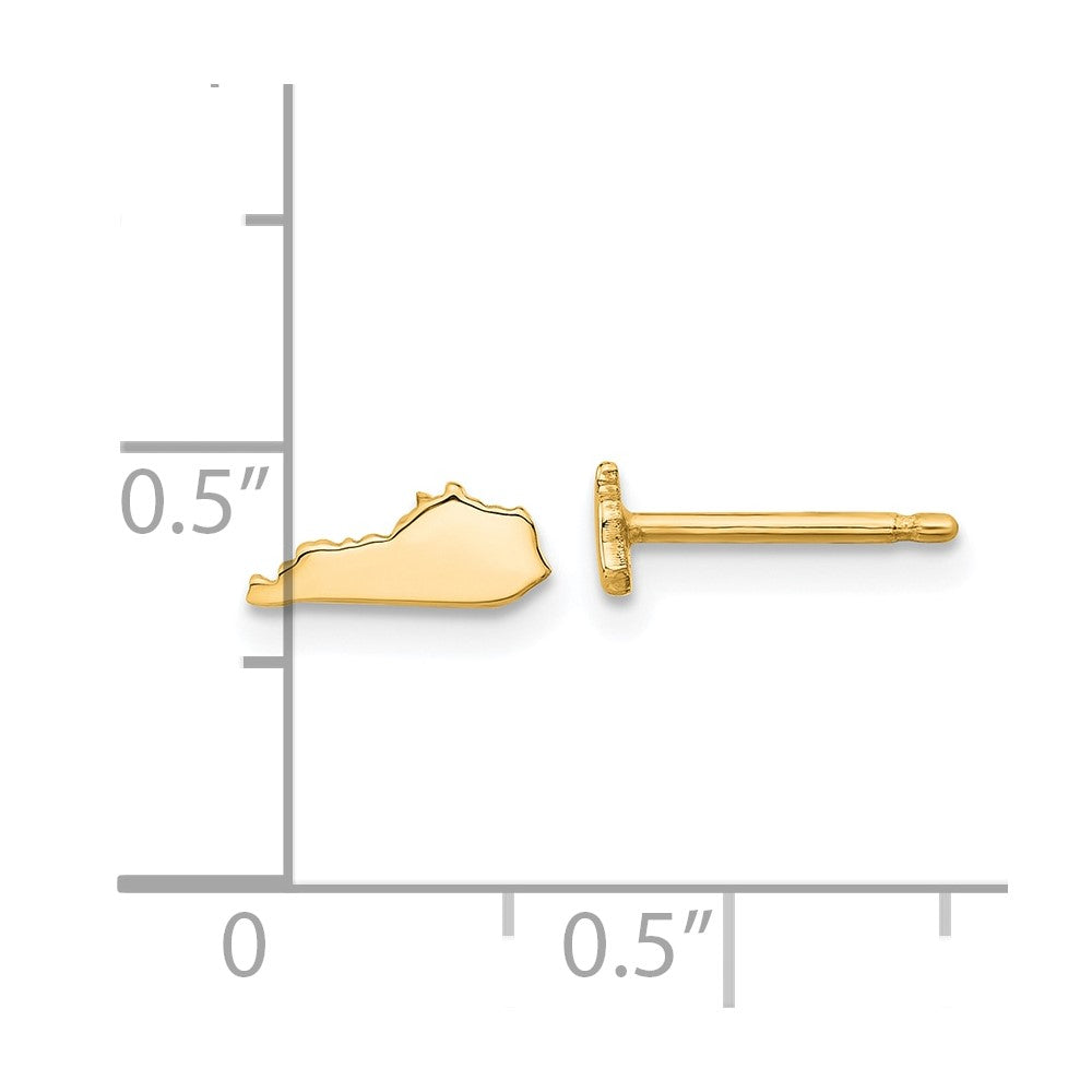 14K Yellow Gold 14Ky Kentucky State Earrings