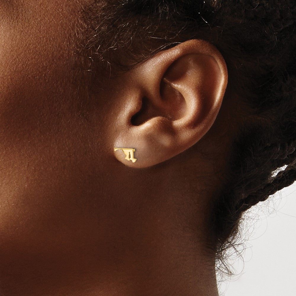 14K Yellow Gold 14Ky Maryland State Earrings