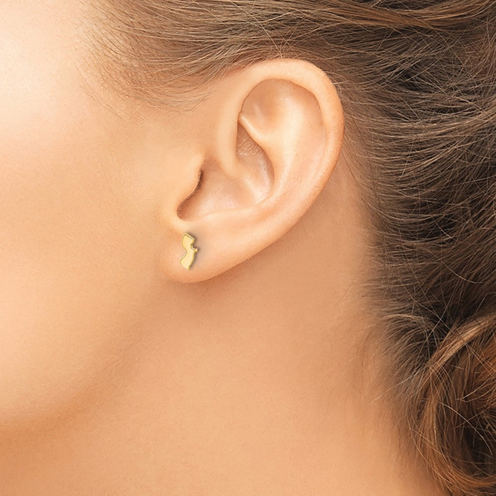 Gold Plated Sterling Silver/Gold New Jersey State Earrings