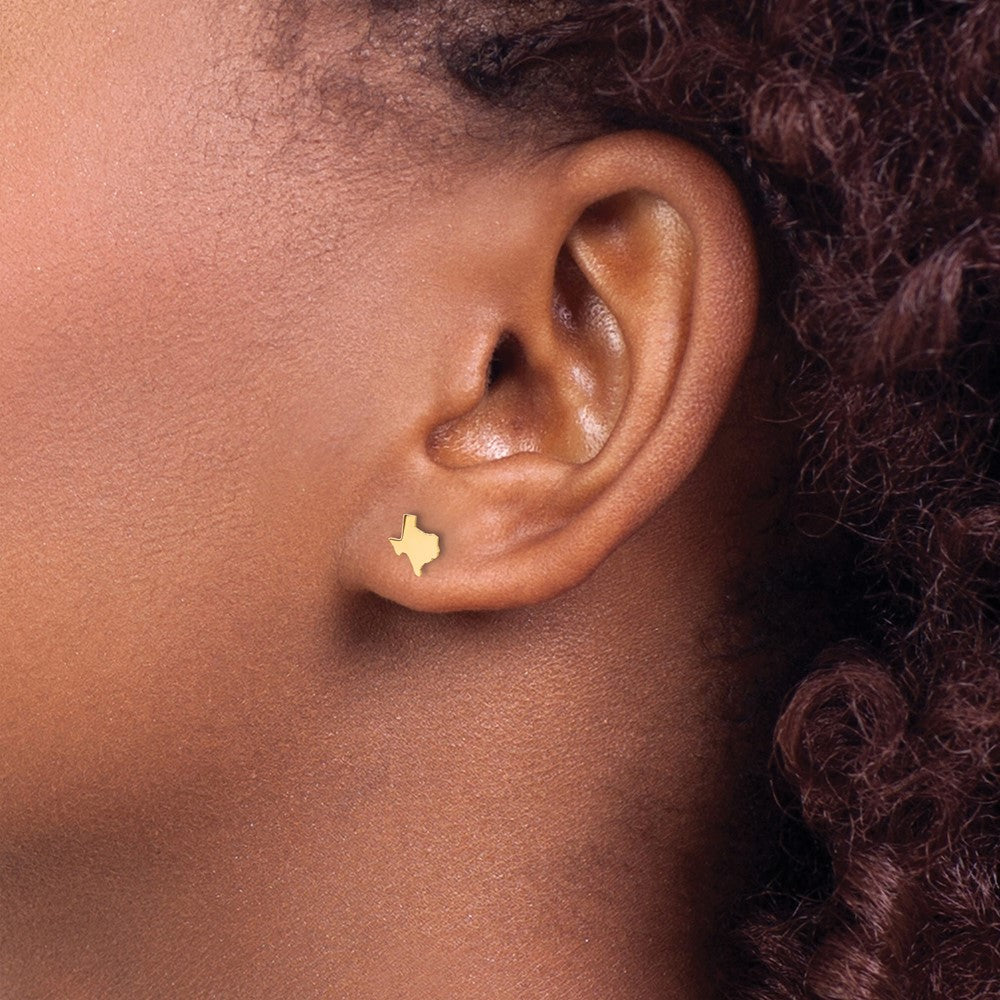 14K Yellow Gold 14Ky Texas State Earrings