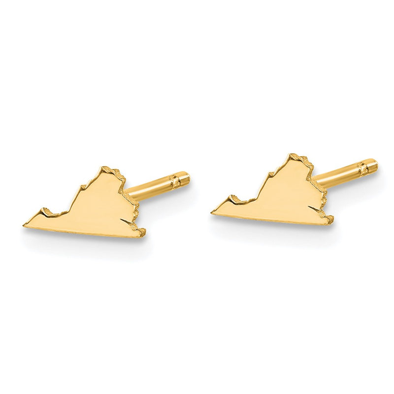 Gold Plated Sterling Silver/Gold Virginia State Earrings