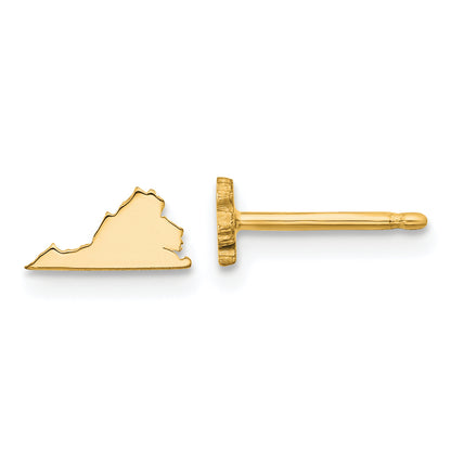 14K Yellow Gold 14Ky Virginia State Earrings