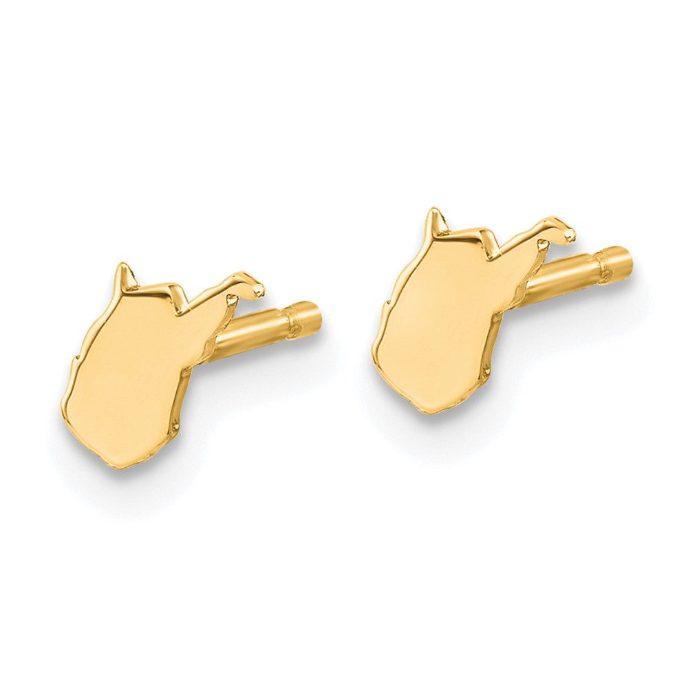 14K Yellow Gold 14Ky West Virginia State Earrings