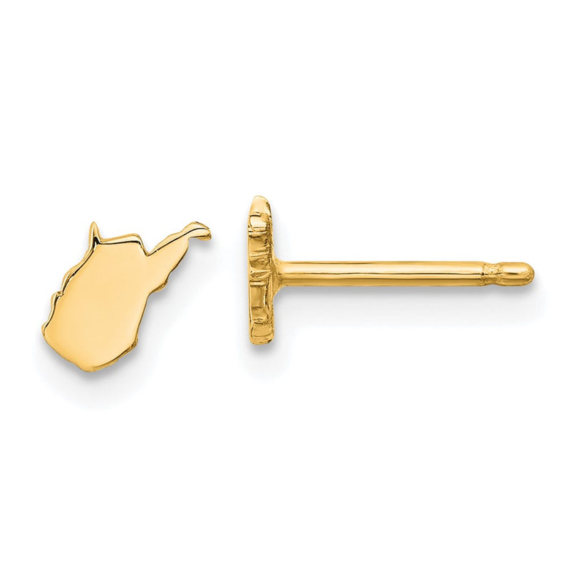 14K Yellow Gold 14Ky West Virginia State Earrings