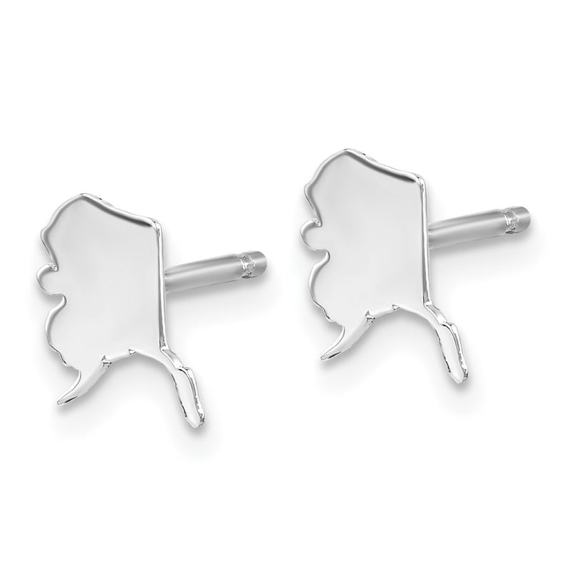Sterling Silver Silver/Rhodium Plated Alaska State Earrings