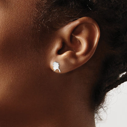 Sterling Silver Silver/Rhodium Plated Alaska State Earrings