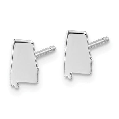 Sterling Silver Silver/Rhodium Plated Alabama State Earrings