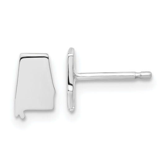 Sterling Silver Silver/Rhodium Plated Alabama State Earrings