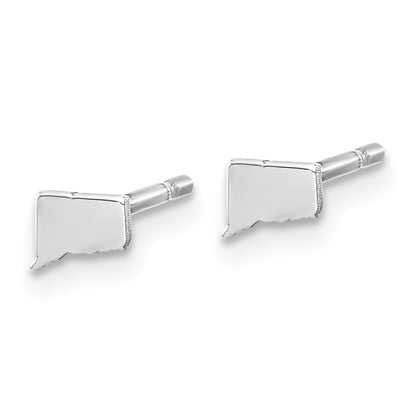 Sterling Silver Silver/Rhodium Plated Connecticut State Earrings