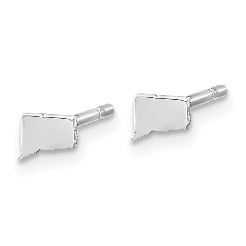 Sterling Silver Silver/Rhodium Plated Connecticut State Earrings