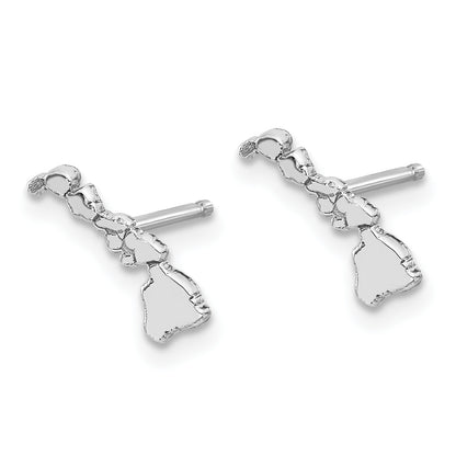 Sterling Silver Silver/Rhodium Plated Hawaii State Earrings